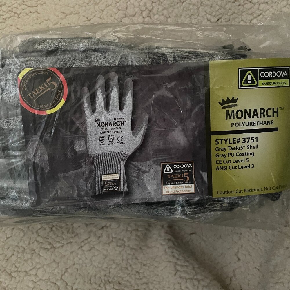 CORDOVA# 3751 MONARCH-PU 13 Gauge Taeiki 5 Glove , Package of 12, NWT